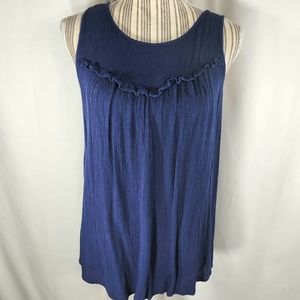 ⁹Ana Blue Sleeveless Ruffle Accent Open Back Top Size Medium
